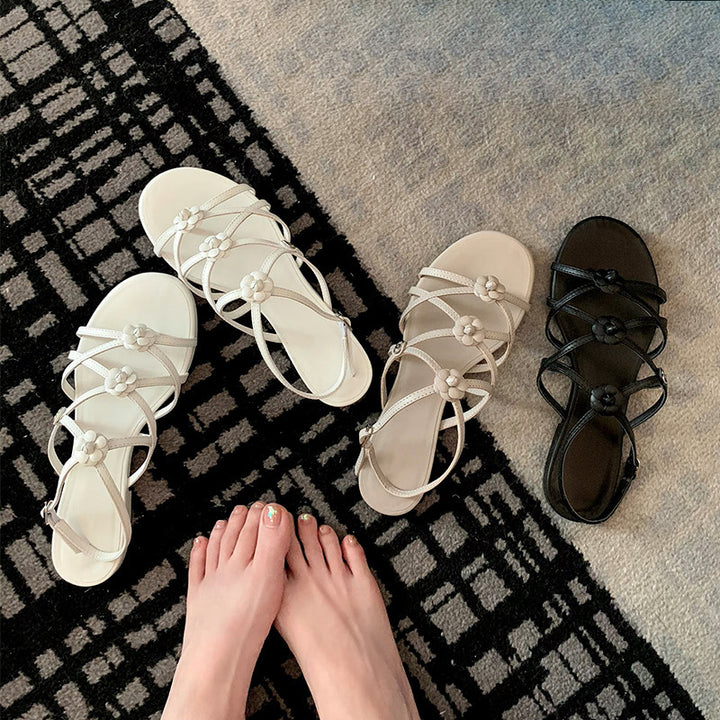 Kvinder Strappy Flade Slide Sandaler med Krydsdesign Stilla