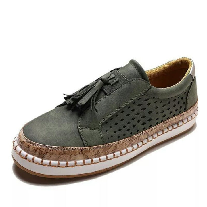 Dame Komfortable Slip-On Sneakers med Fringes og Perforering Stilla