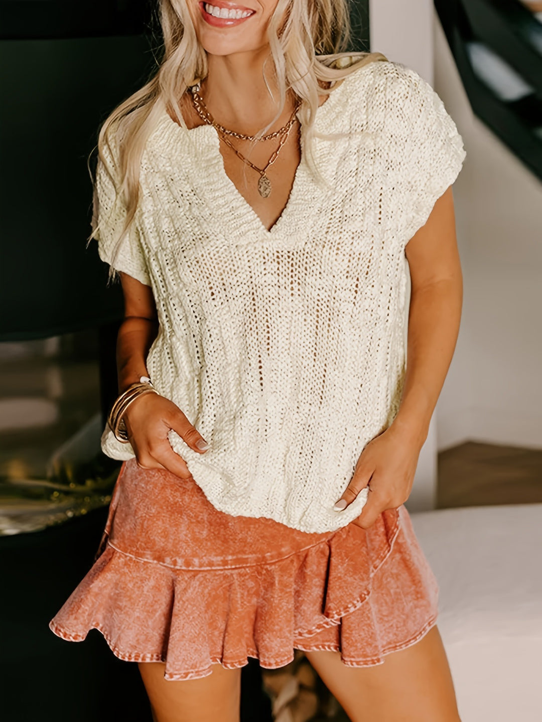 Femme Casual Strikpullover Top Stilla