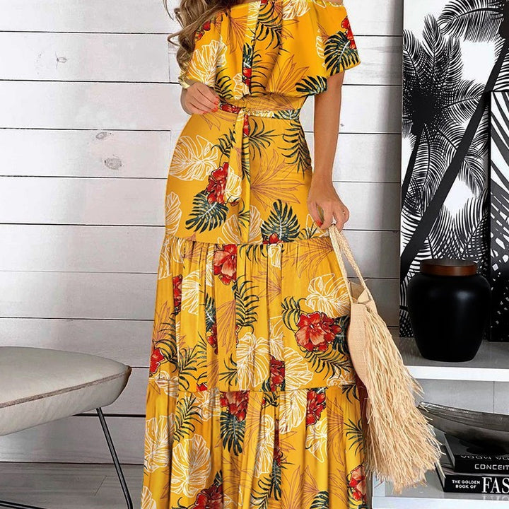 Kvinder Bohemian Off-Shoulder Maxi Kjole Stilla