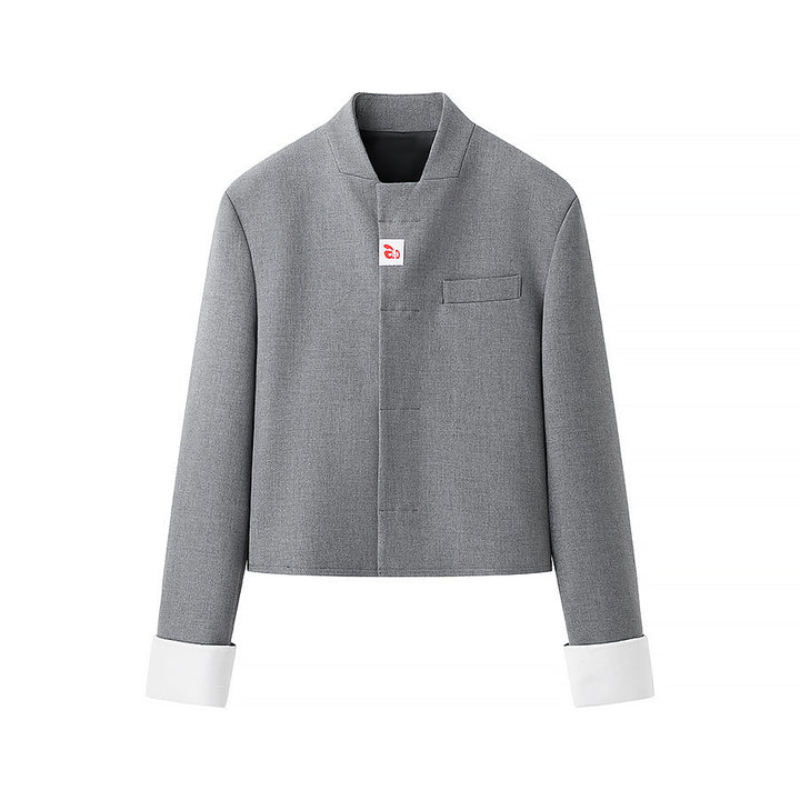 Dame moderne cropped blazerjakke med hvide ærmeklapper Stilla