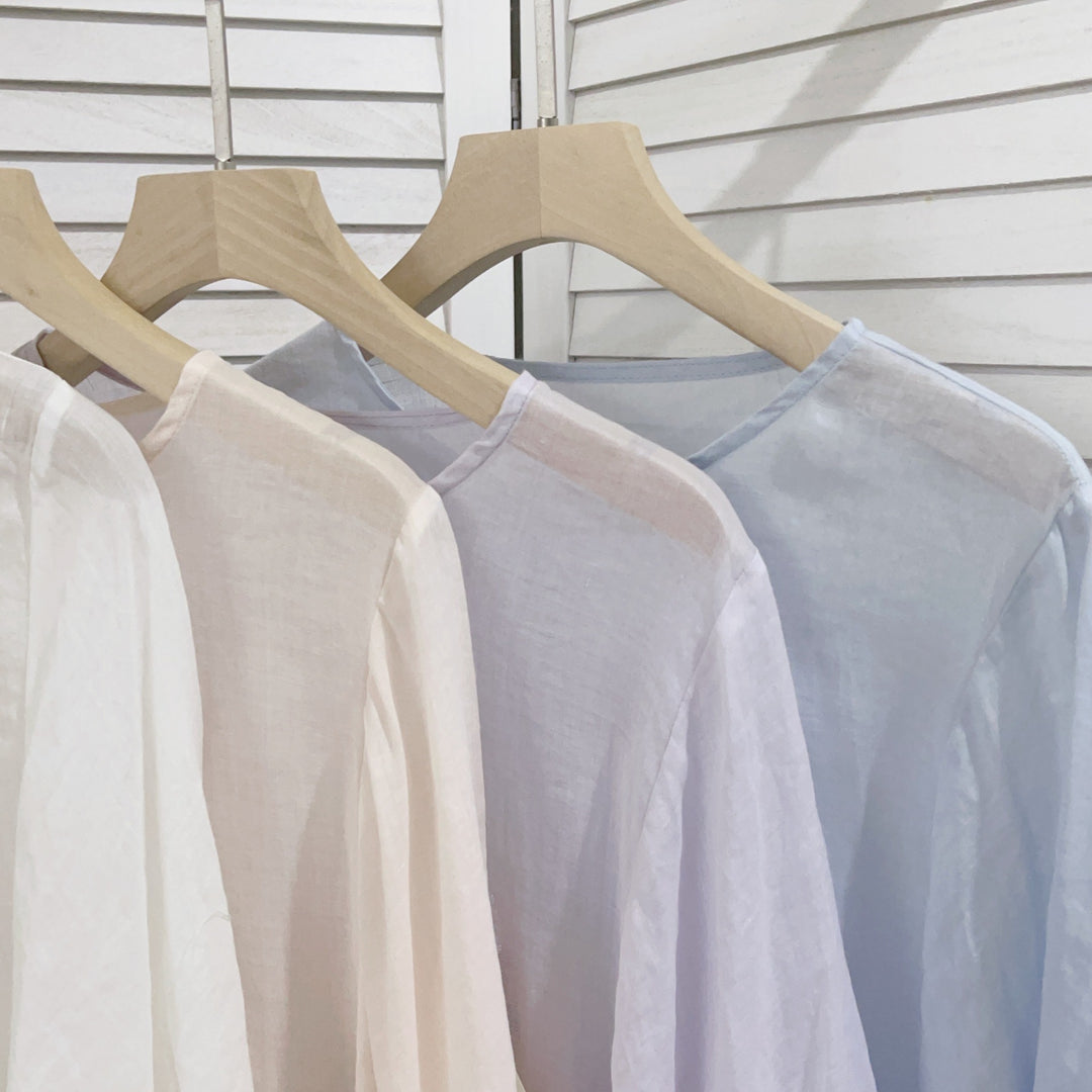 Dame Bestiklet Linned blouse med knapdetaljer Stilla