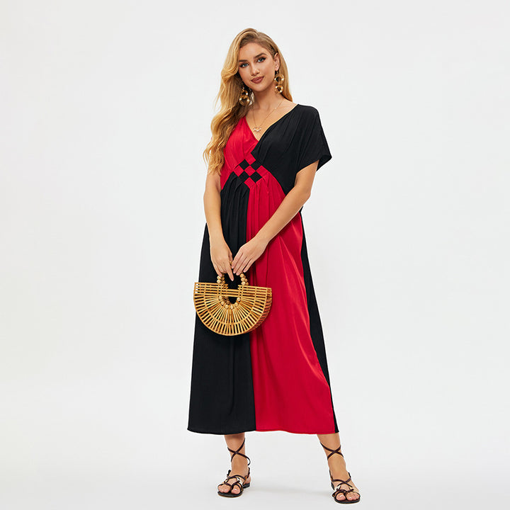 Dame Maxikjole med raffineret Colorblock-design Stilla