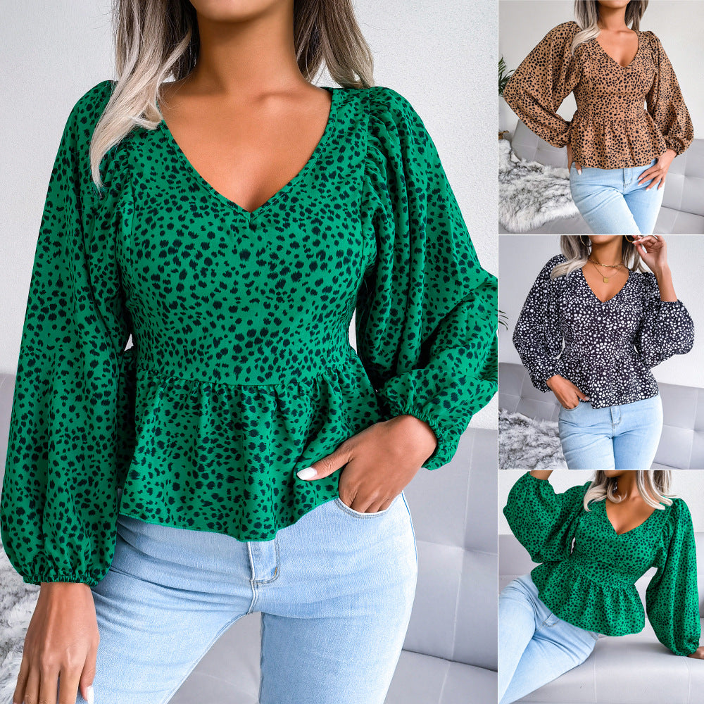 Dame mode bluse med puffærmer og elegant rynkning Stilla