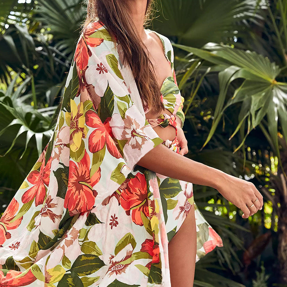 Dame badedragt med modigt cut-out design og blomster mønster Stilla