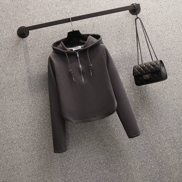 Kvindernes stilfulde crop hoodie med praktisk lynlås Stilla
