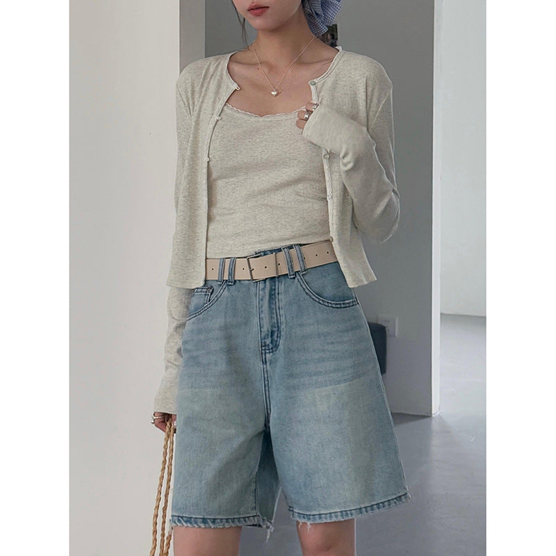 Damer casual jeansshorts med bred pasform og moderne elementer Stilla