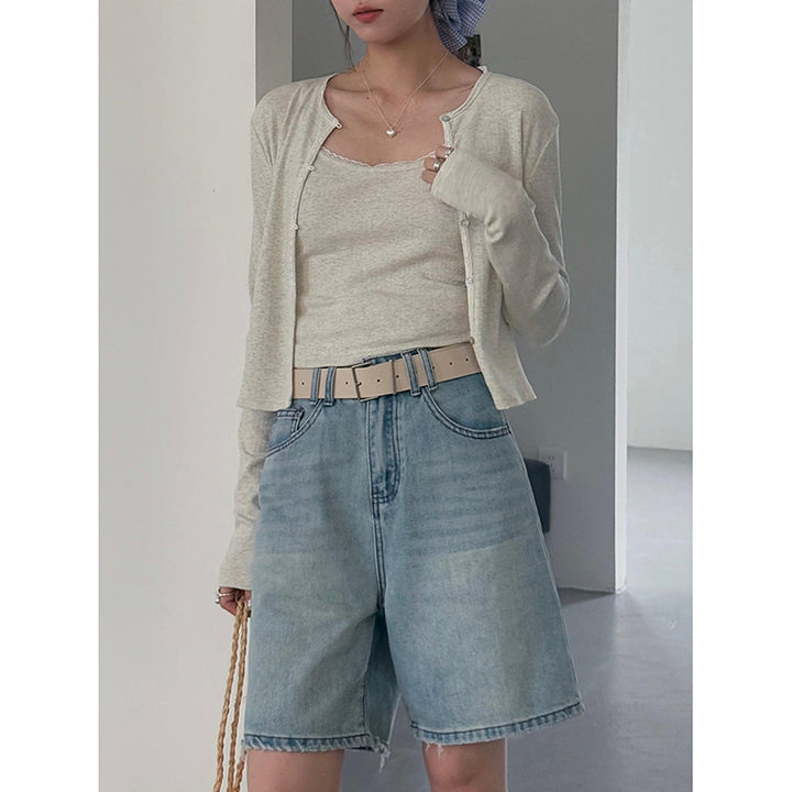 Damer casual jeansshorts med bred pasform og moderne elementer Stilla