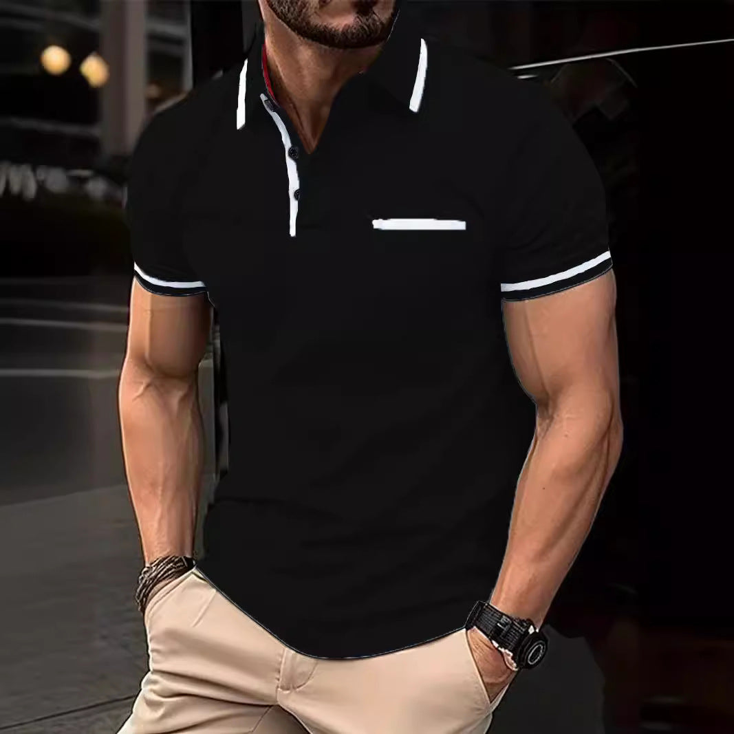 Herre poloshirt med kontrasterende detaljer og praktisk brystlomme Stilla