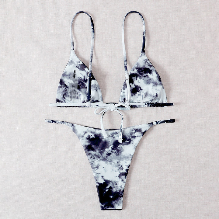Dame Triangel-Bikini med justerbare stropper og rynker Skovae