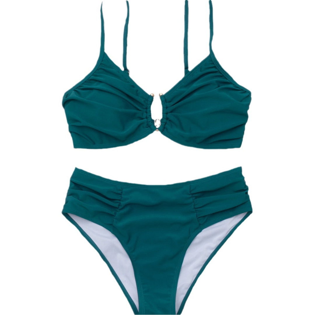 Dame Højskåret Bikini med elegante Rynkeelementer Stilla