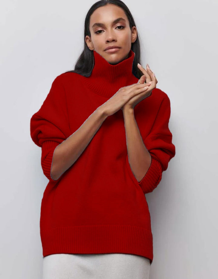 Dame Oversized Halskrave sweater lavet af blødt strik Stilla