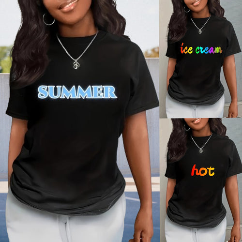 Dame Behagelig T-Shirt med trendy Sommer-print Stilla