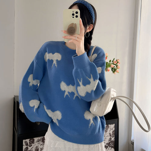 Kvinders strikkede pullover med legende dyremotiv og afslappet snit Stilla
