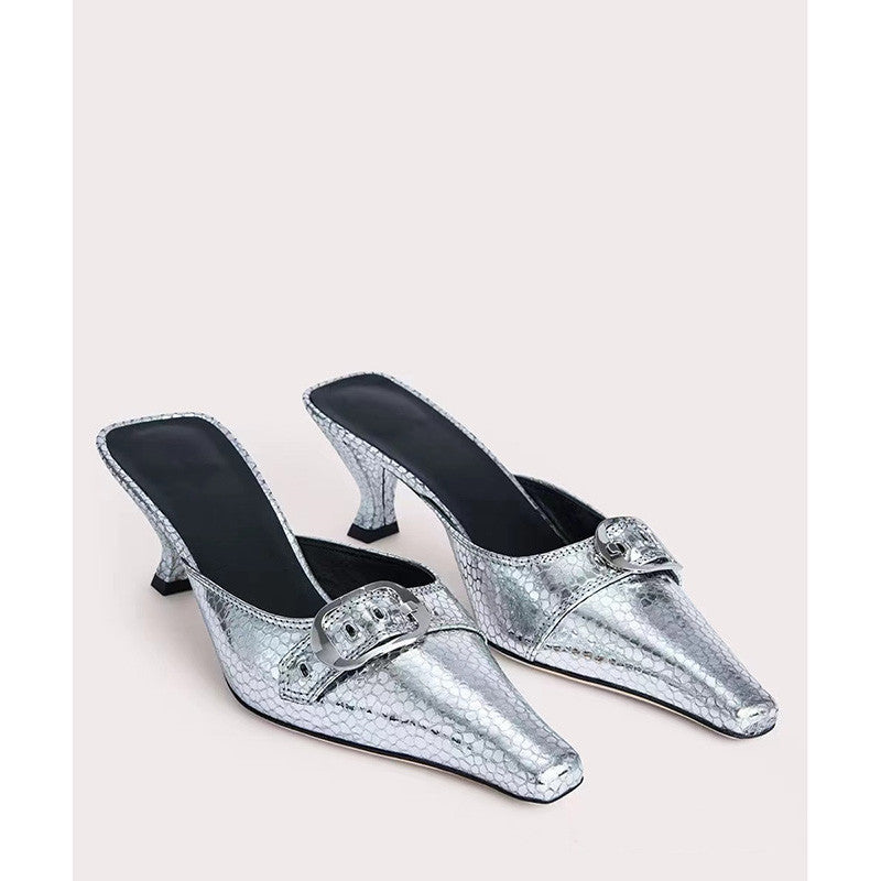 Dame Spids Slingback-Hæle med dekorativ spænde Stilla