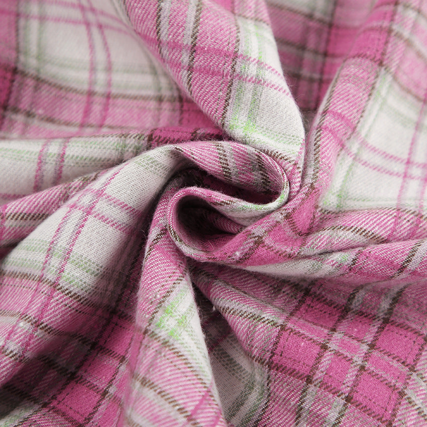Dame pyjamasæt i blødt flannel med ternet mønster og elastisk talje Stilla