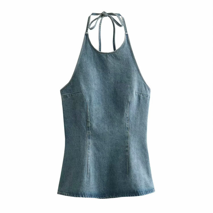 Femme Denim Halter-Top med skræddersyet snit Stilla