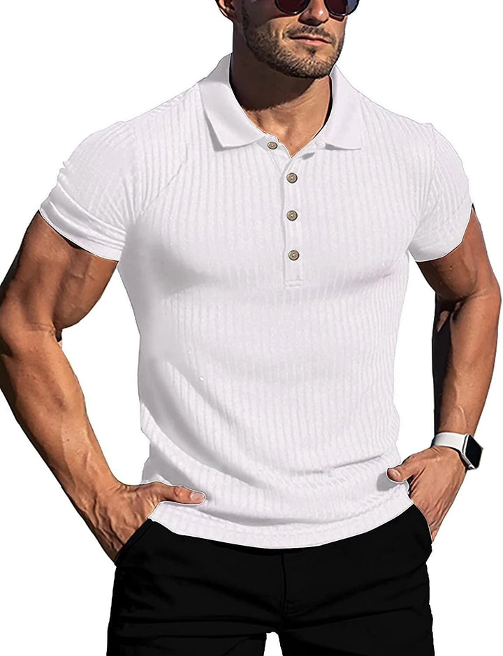 Herrer Struktureret Rib-Polo Casual Stilla