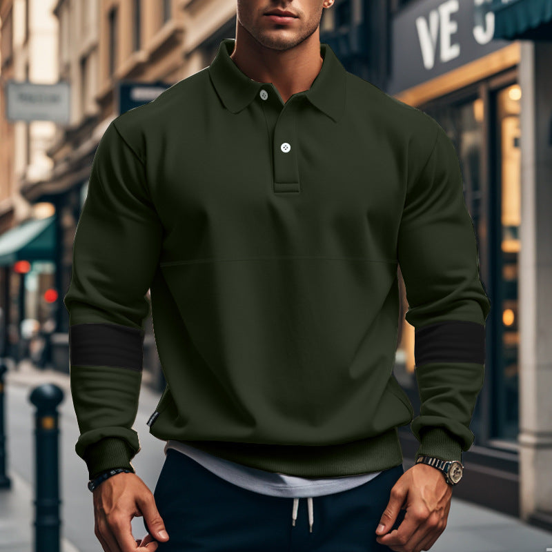 Herrer sporty sweater med strukturerede ærmer og klassisk krave Stilla