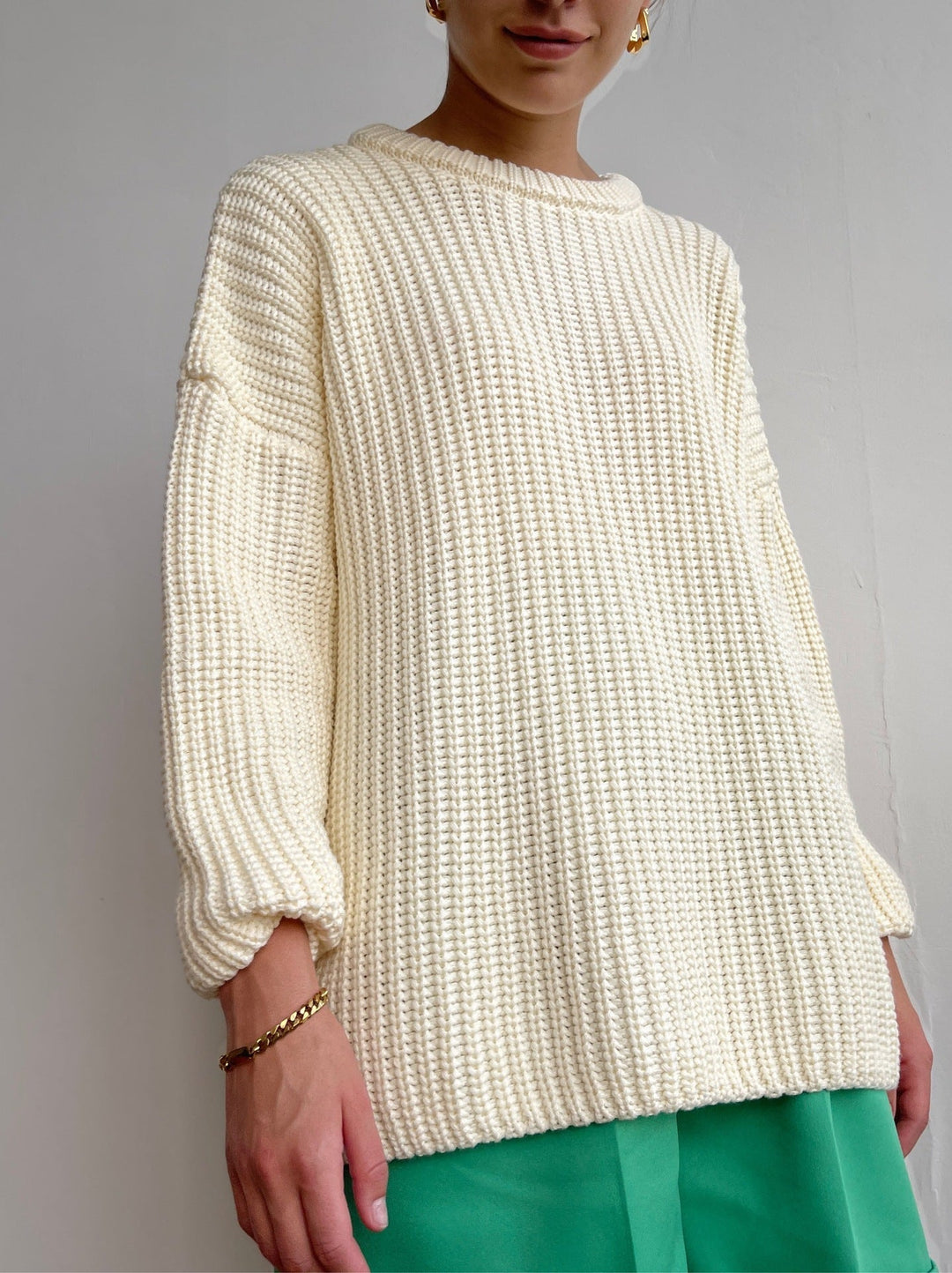 Stilla | Strik Plus Size Pasform Ribstruktur Afslappet Rundhalsdesign