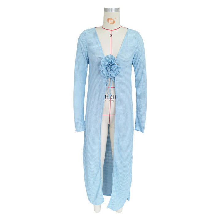 Dame Kimono-Cardigan med blomstret element og bred pasform Stilla