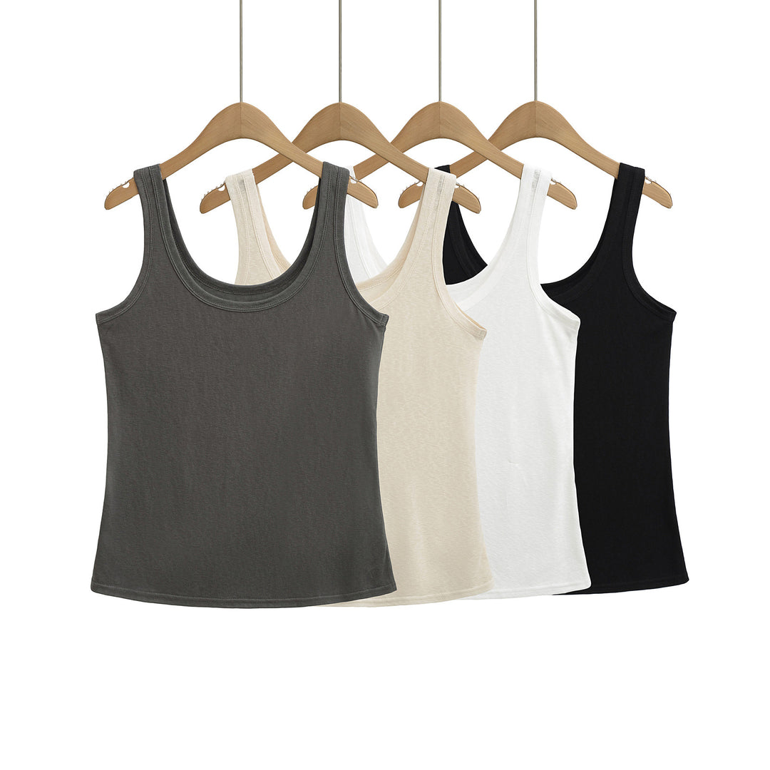 Dame ærmeløs tanktop i åndbart bomuldsblandingsmateriale med blød greb og tætsiddende snit Stilla