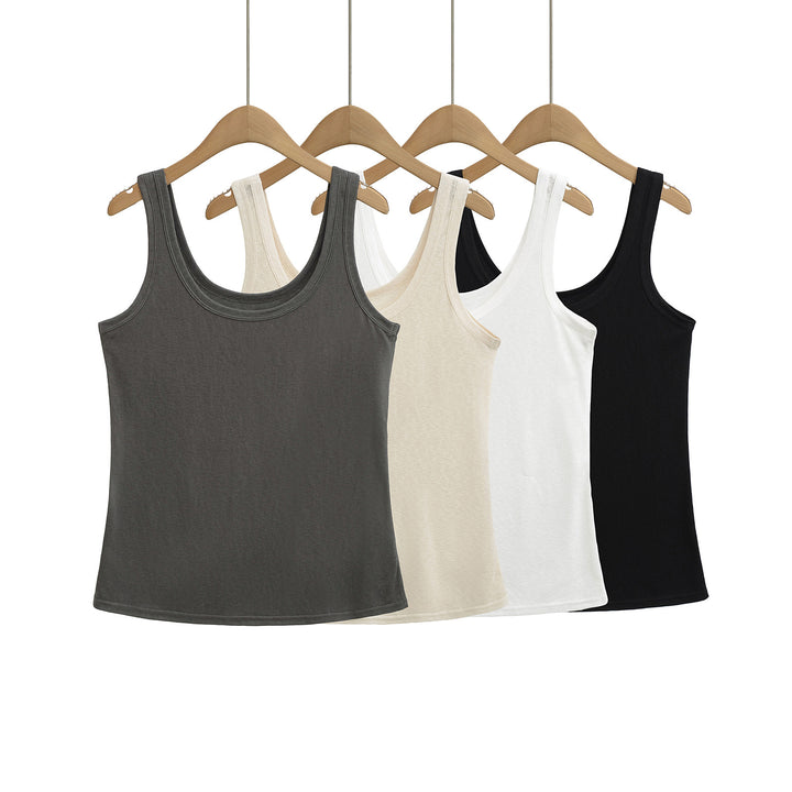 Dame ærmeløs tanktop i åndbart bomuldsblandingsmateriale med blød greb og tætsiddende snit Stilla