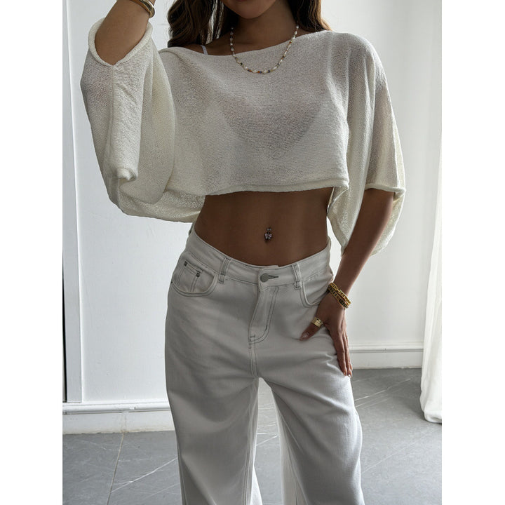 Damen Flockiges Crop-Top mit asymmetrischem Design und tiefem Ausschnitt Skovae