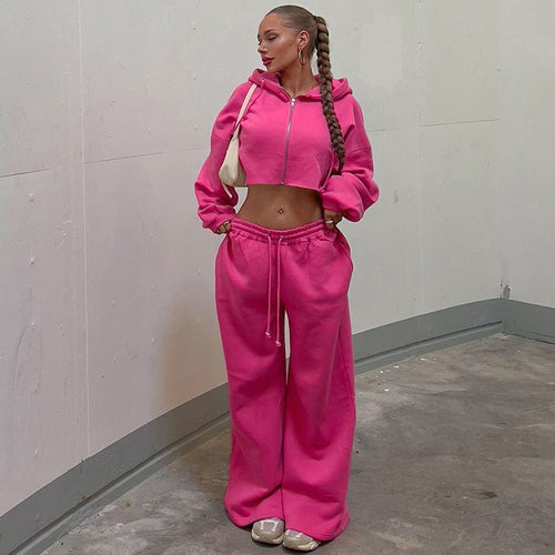 Dame sæt bestående af cropped hoodie og løse sweatpants Stilla