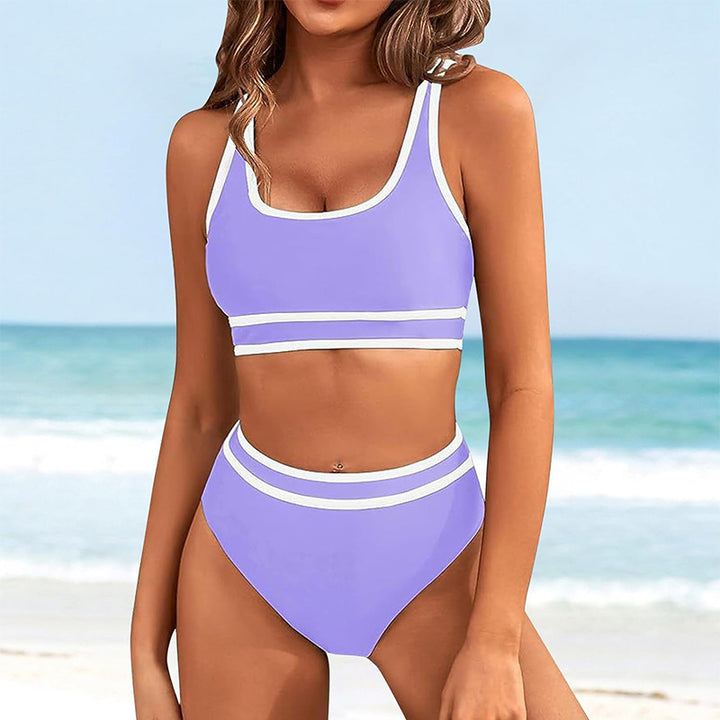 Dame bikini-sæt med høj talje og sporty design Stilla