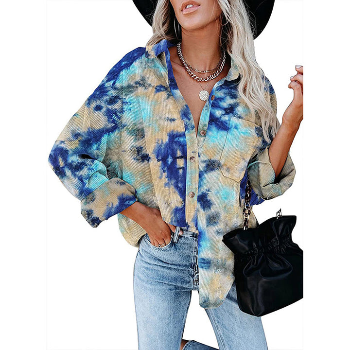 Dame afslappet oversized skjorte bluse i cord Stilla
