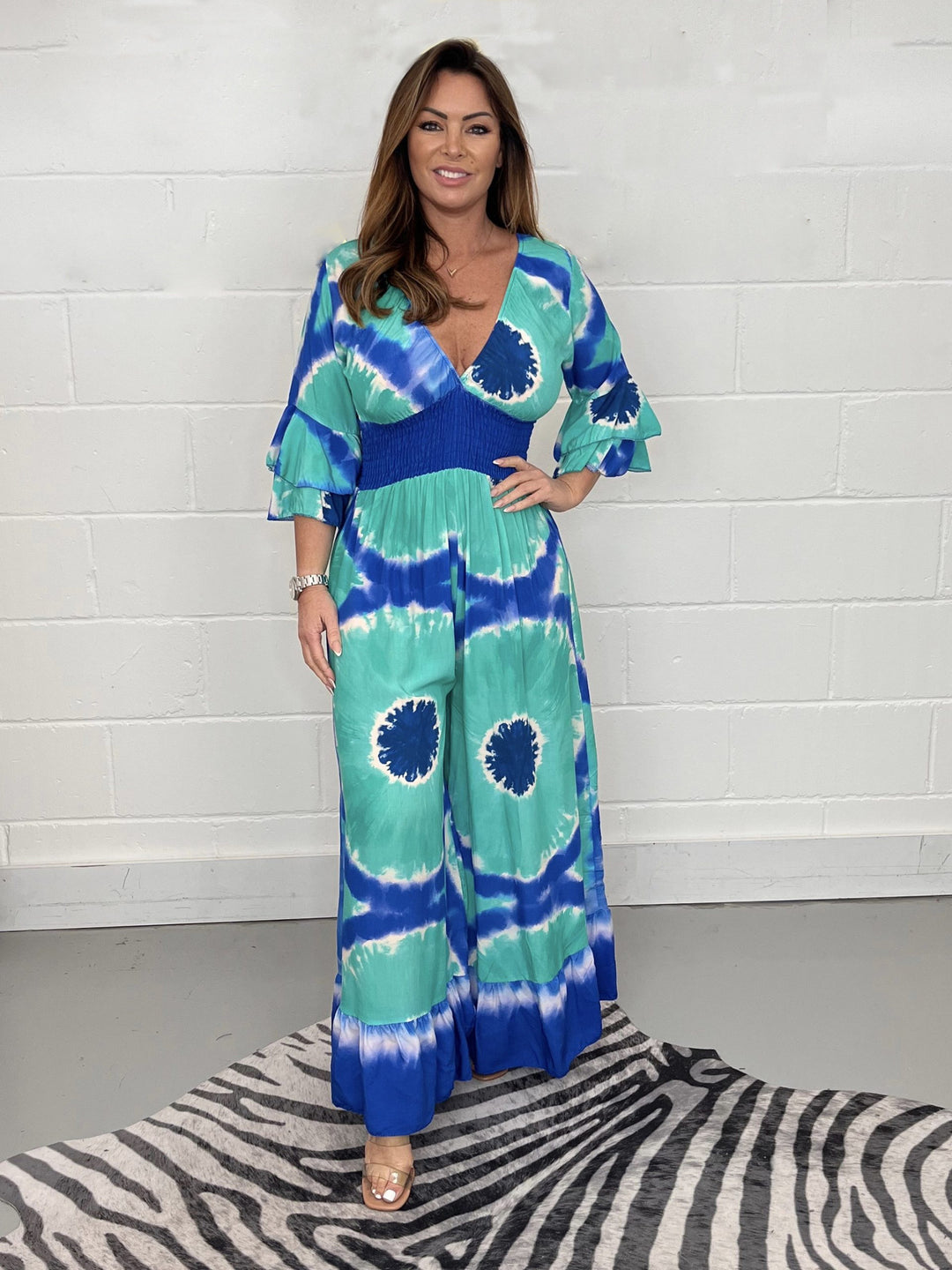 Dame Casual Jumpsuit med brede ben og raffinerede ærmedetaljer Stilla