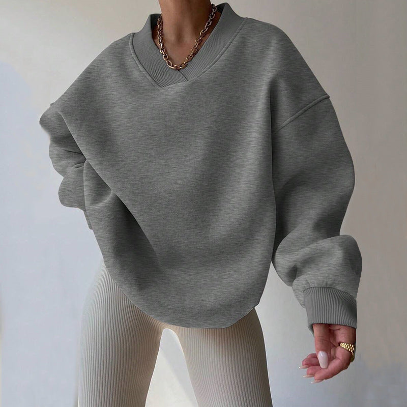 Kvinders oversized sweatshirt med V-hals Skovae