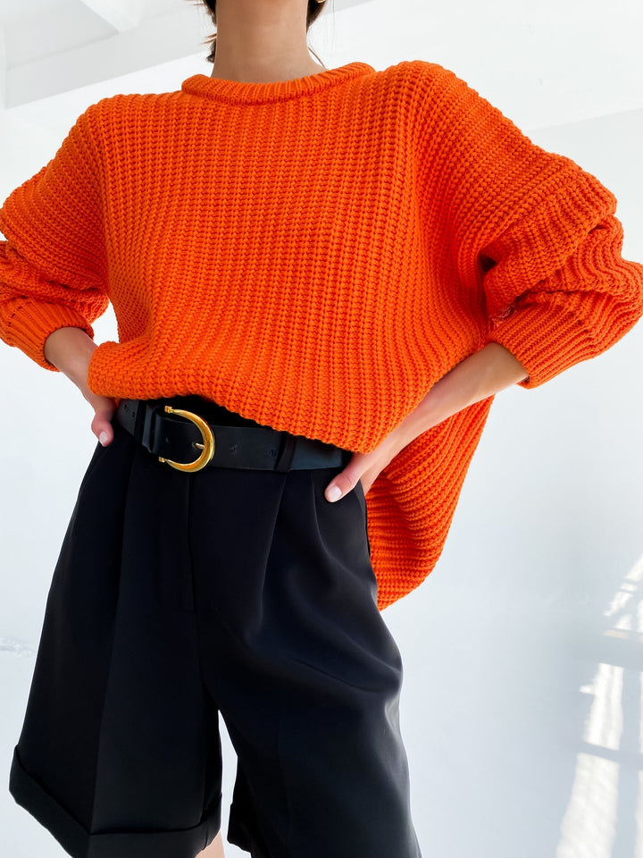 Stilla | Strik Plus Size Pasform Ribstruktur Afslappet Rundhalsdesign