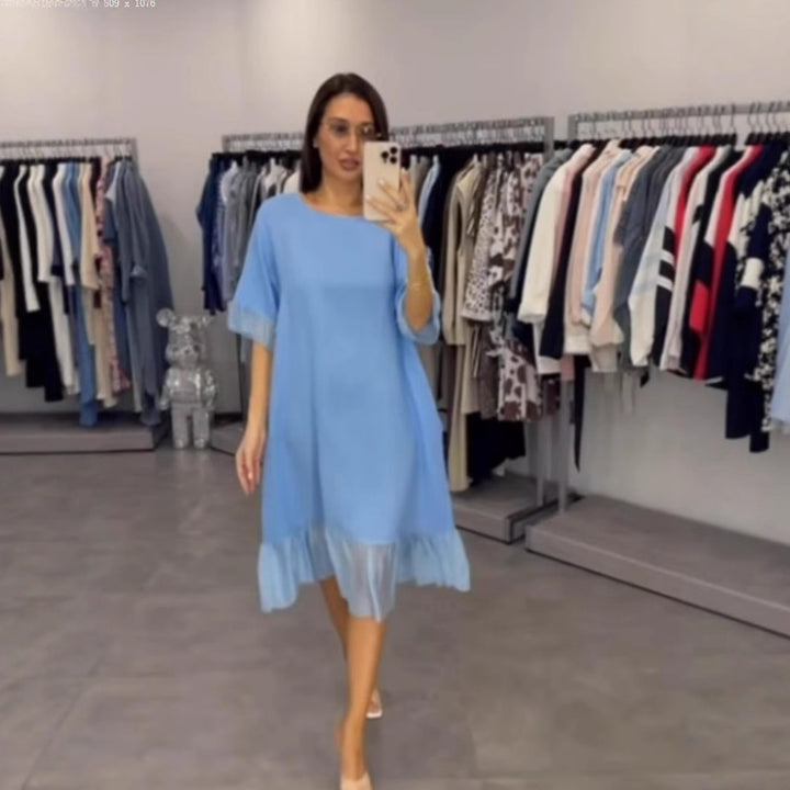 Dame Relaxed Fit Midikjole med Ruffle-saum Stilla