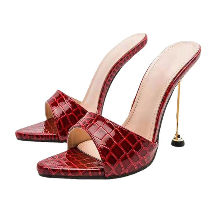 Dame Højhælede Slippers med elegant Krokodil Prægning Stilla