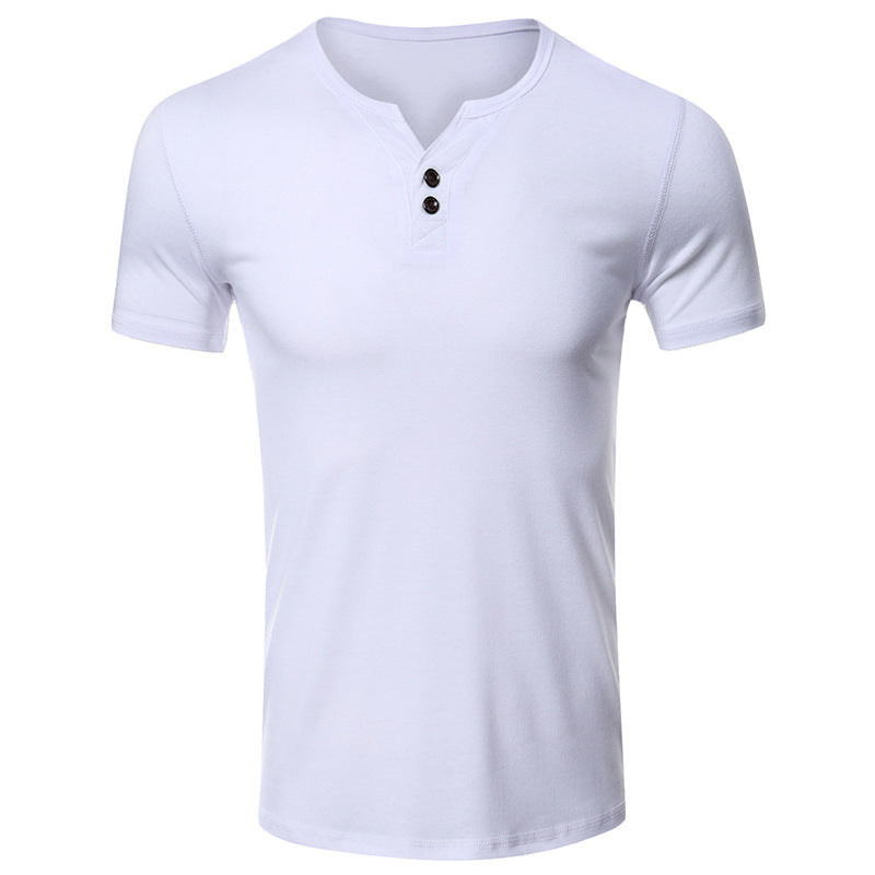 Herrer kortærmet Henley-T-shirt med moderne knapdesign og komfortabel pasform Stilla