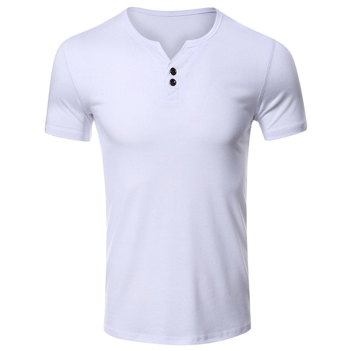 Herrer kortærmet Henley-T-shirt med moderne knapdesign og komfortabel pasform Stilla