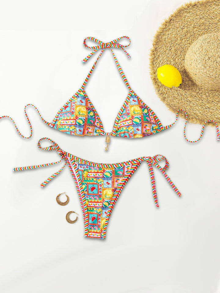 Dame triangel-bikini med justerbare bånd og elegante detaljer Skovae