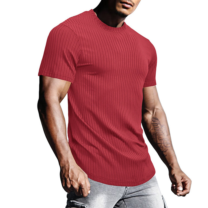 Herrer Fitted Rundhalet T-shirt med struktureret design og åndbart materiale Stilla