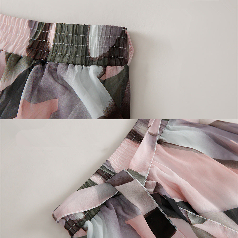 Dame Maxi-nederdel med geometrisk design og elastisk talje Stilla