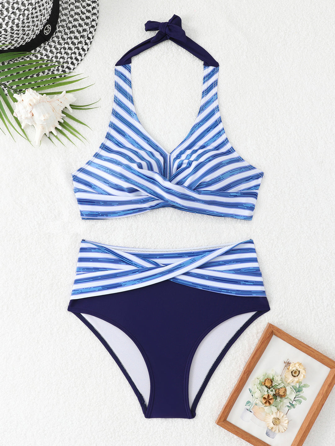 Dame høj talje stribet bikini sæt Stilla 1750840201