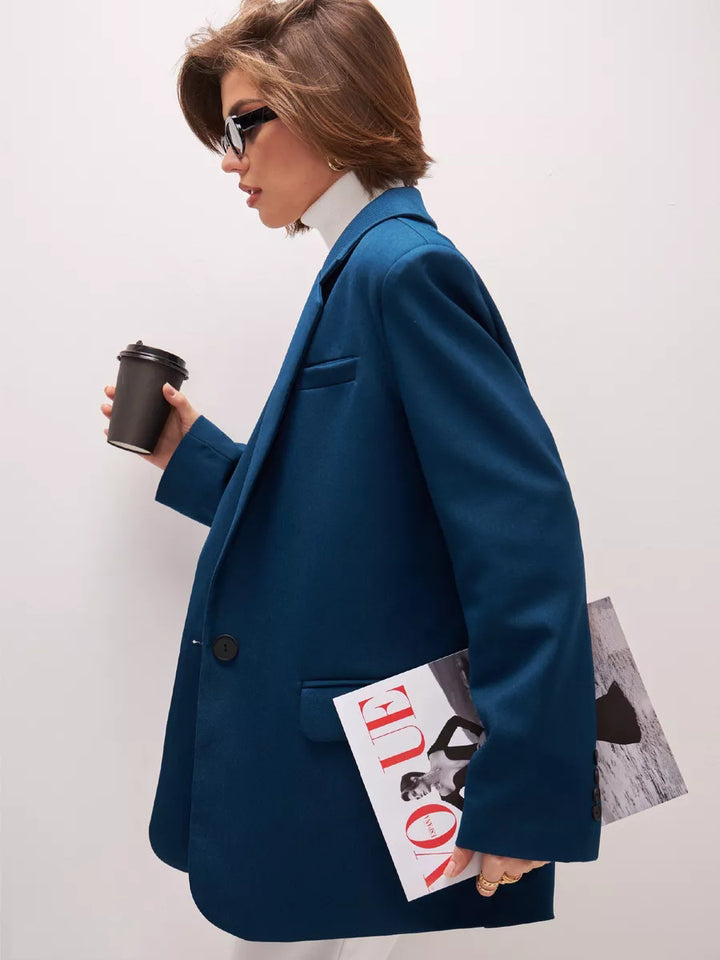 Dame elegant Oversized Blazer med fin tekstur og minimalistisk knapliste Stilla