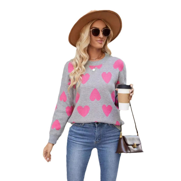 Femme Hjerte mønster Strik pullover Stilla