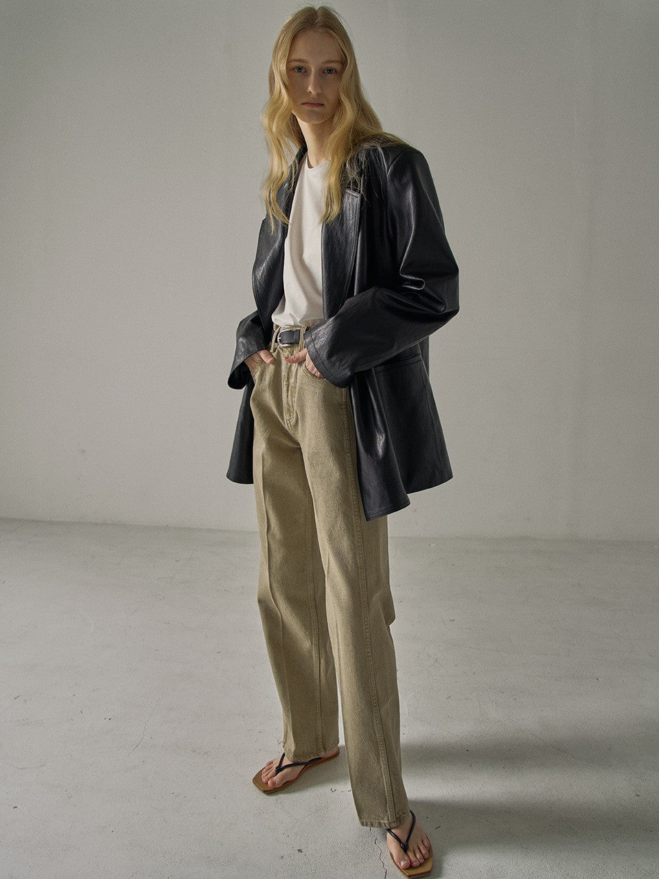Kvinders casual oversized blazer lavet af høj kvalitet syntetisk læder Stilla