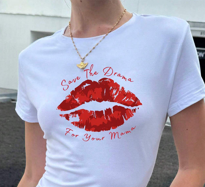 Dame T-Shirt med kreativt nøglehjerte-motiv og moderne print Skovae