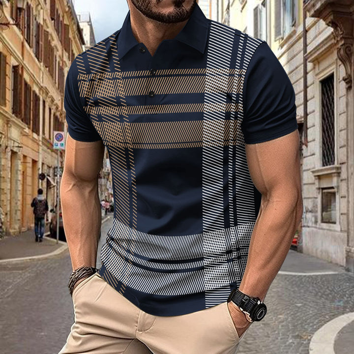 Herrer polo shirt med moderne ternet mønster Stilla