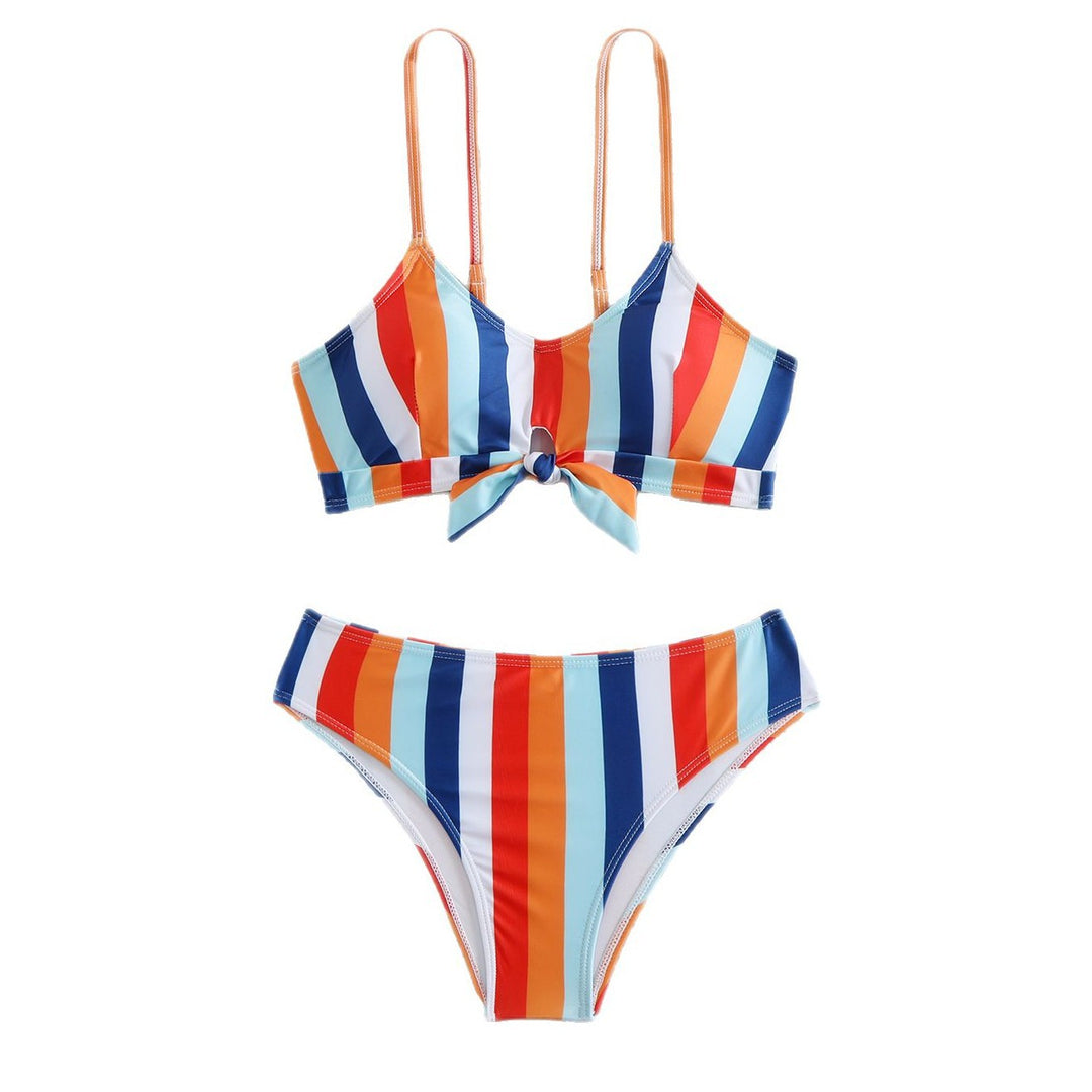 Dame Farverig Stribet Bikini Stilla