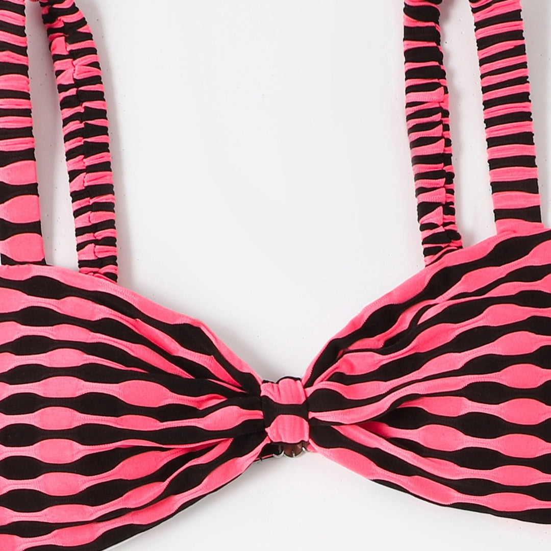 Damer Halterneck stribet Bikini-sæt med knude-detalje Stilla
