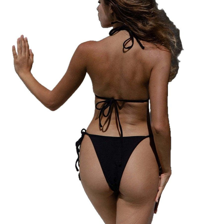 Dame Triangel-Bikini med justerbare stropper og rynket bund Stilla
